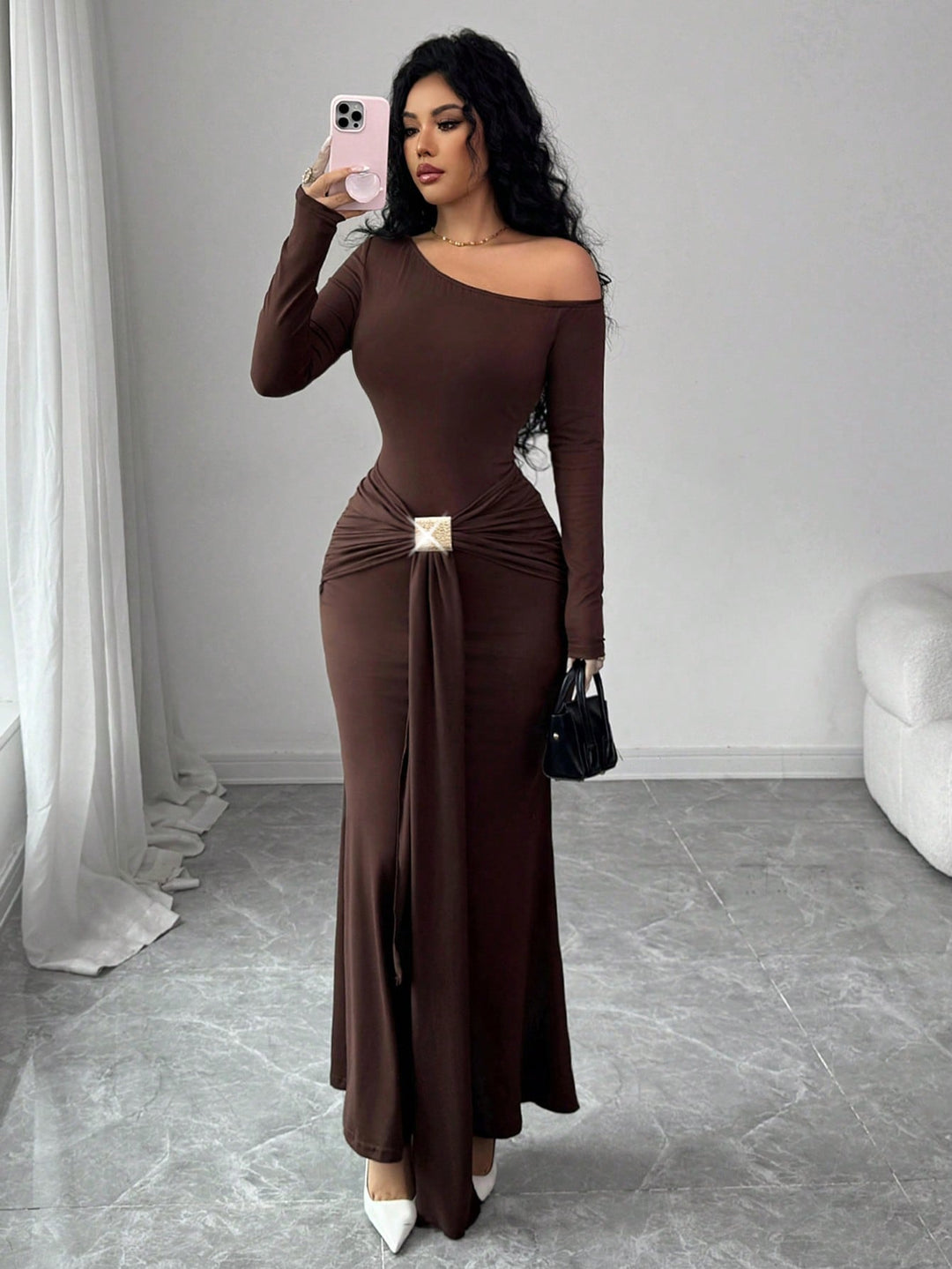 Rochie maxi SHEIN, maro