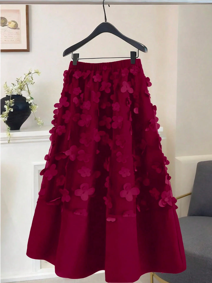 SHEIN burgundi midiszoknya