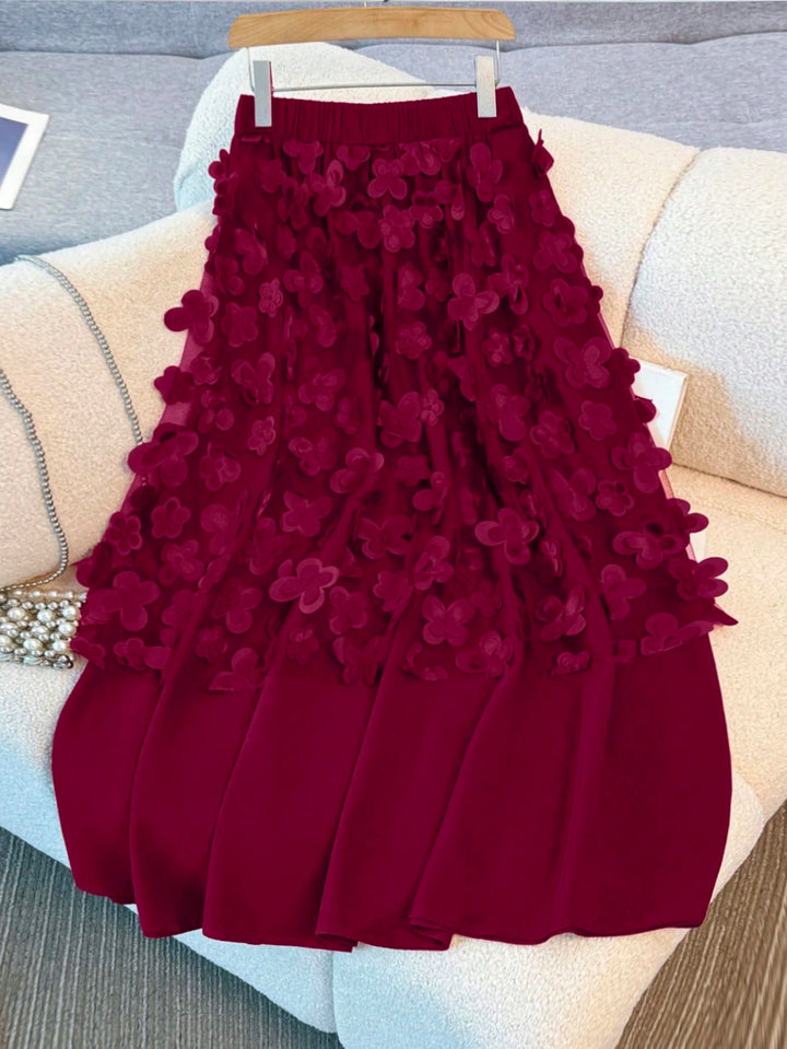 SHEIN burgundi midiszoknya