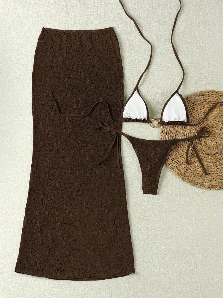 Set costum de baie SHEIN, maro