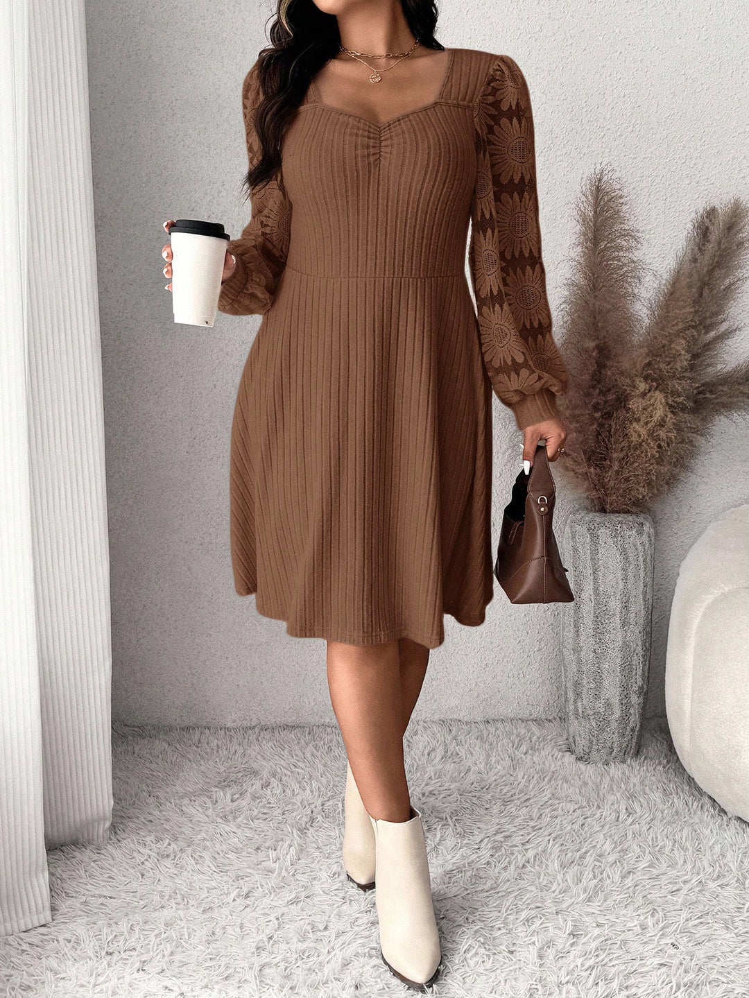 SHEIN Mini Dress, Brown