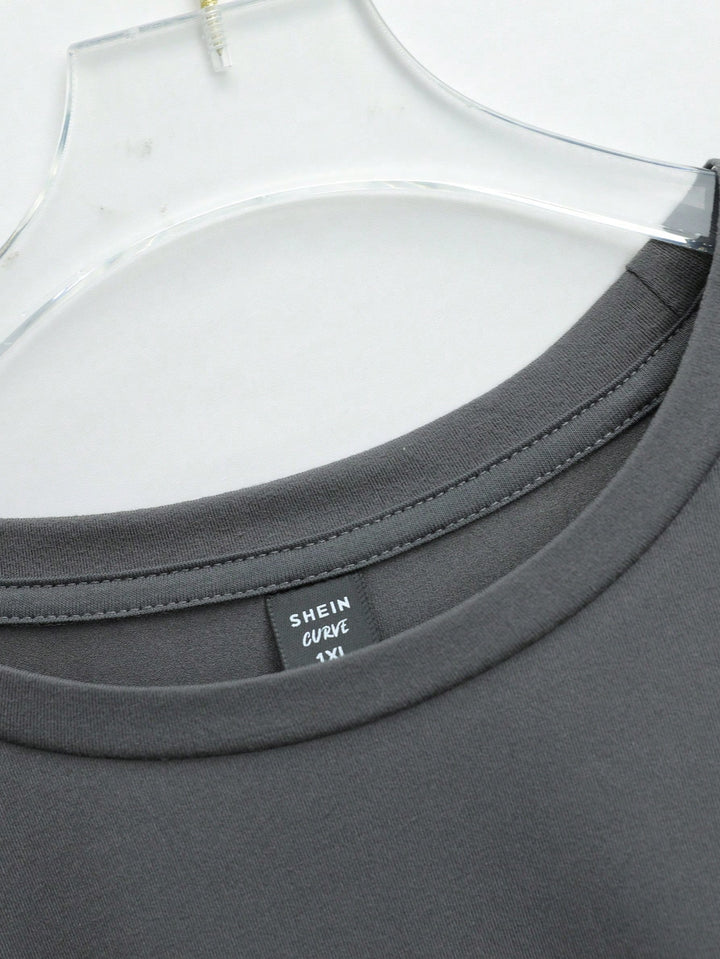 Tricou Shein Curve+, gri