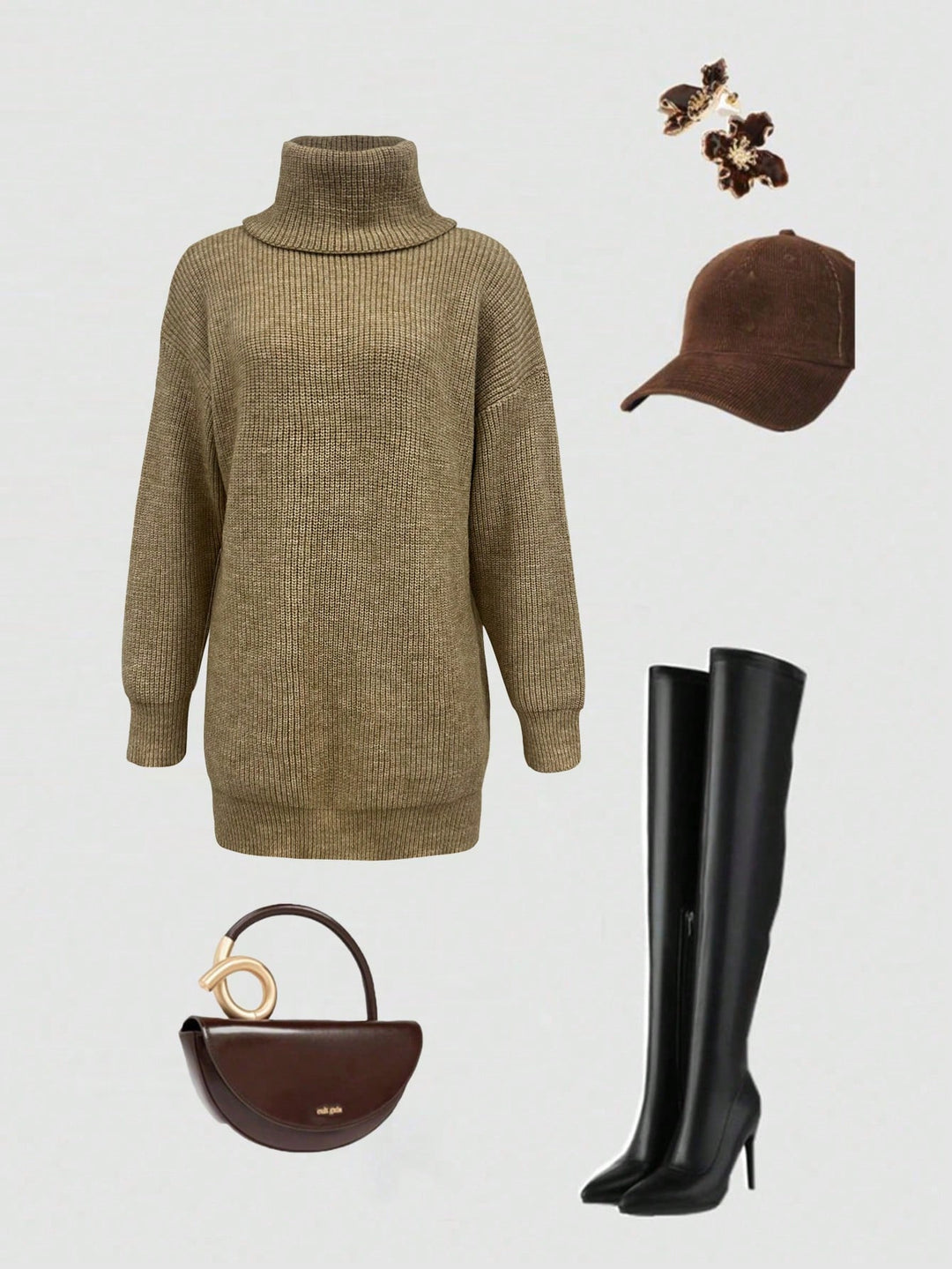 Rochie scurtă SHEIN, kaki