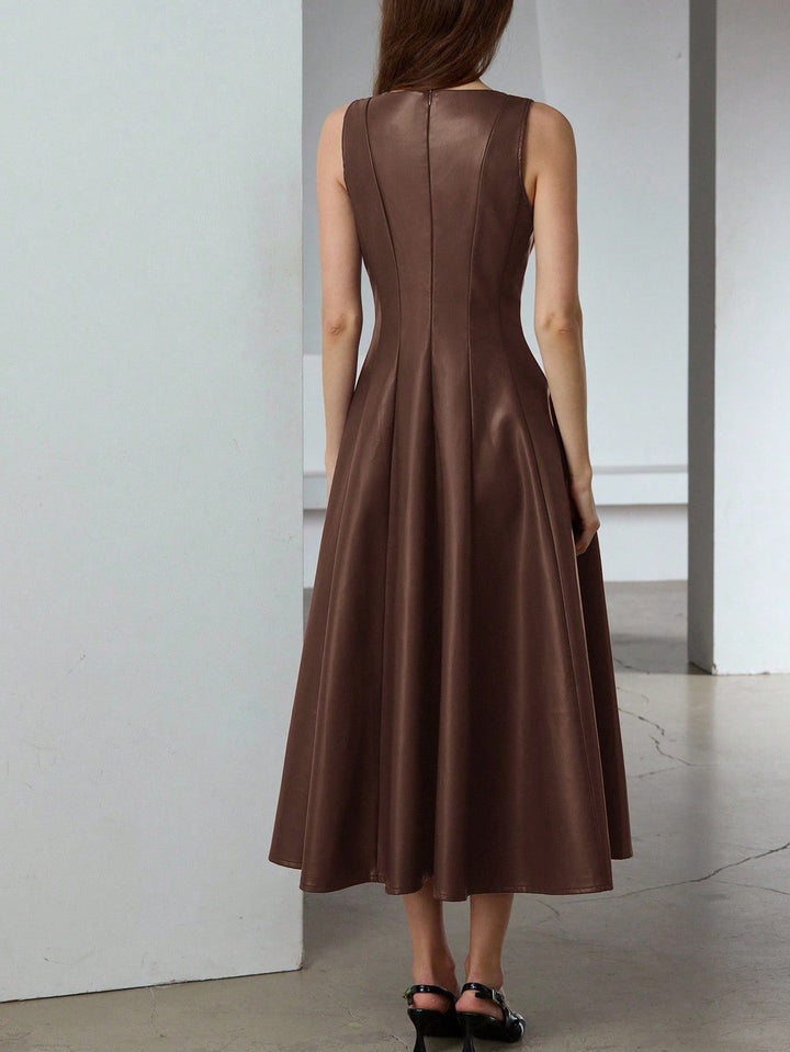 SHEIN műbőr ruha, barna