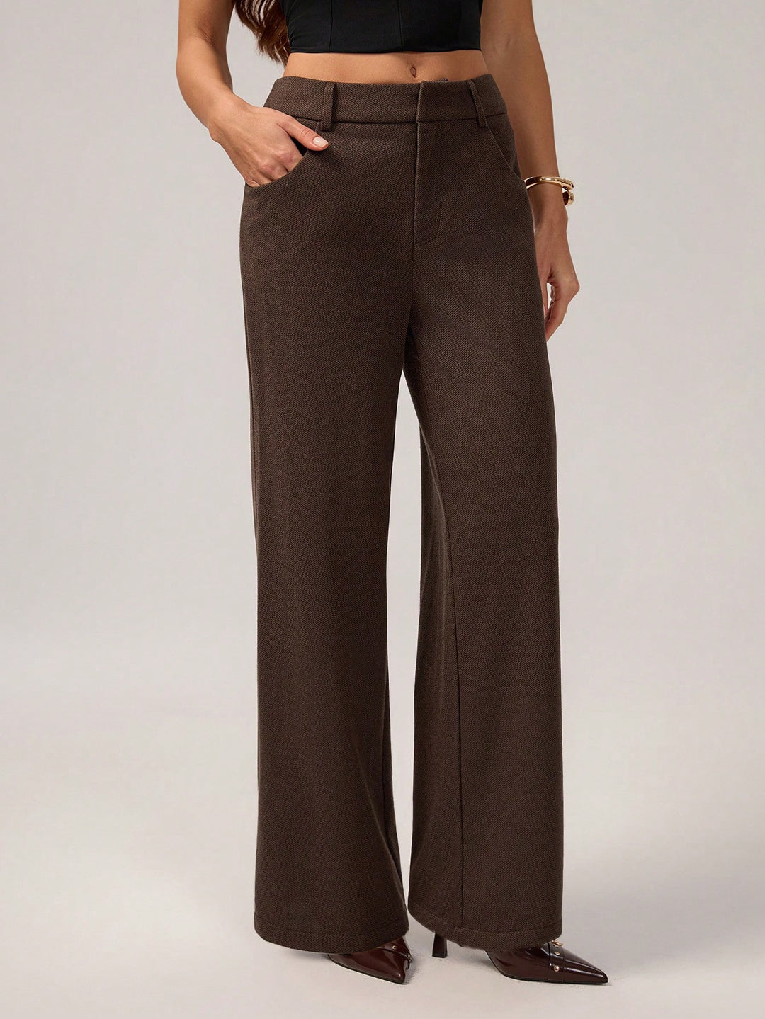 Pantaloni SHEIN, maro