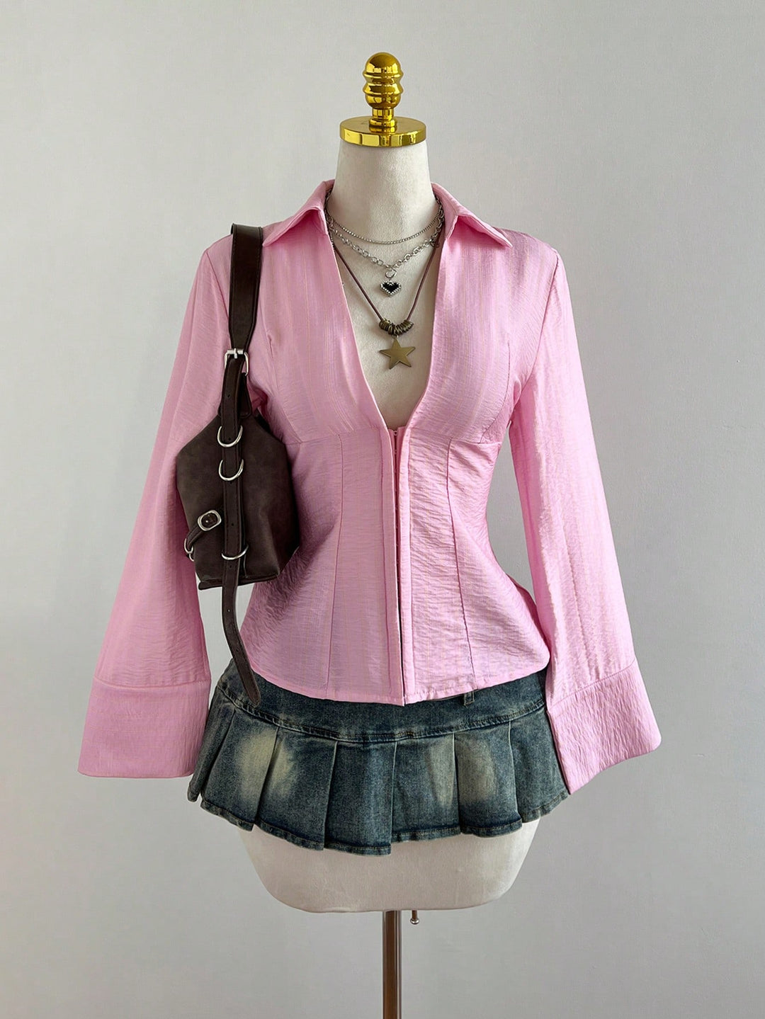 Bluza cu nasturi SHEIN, roz