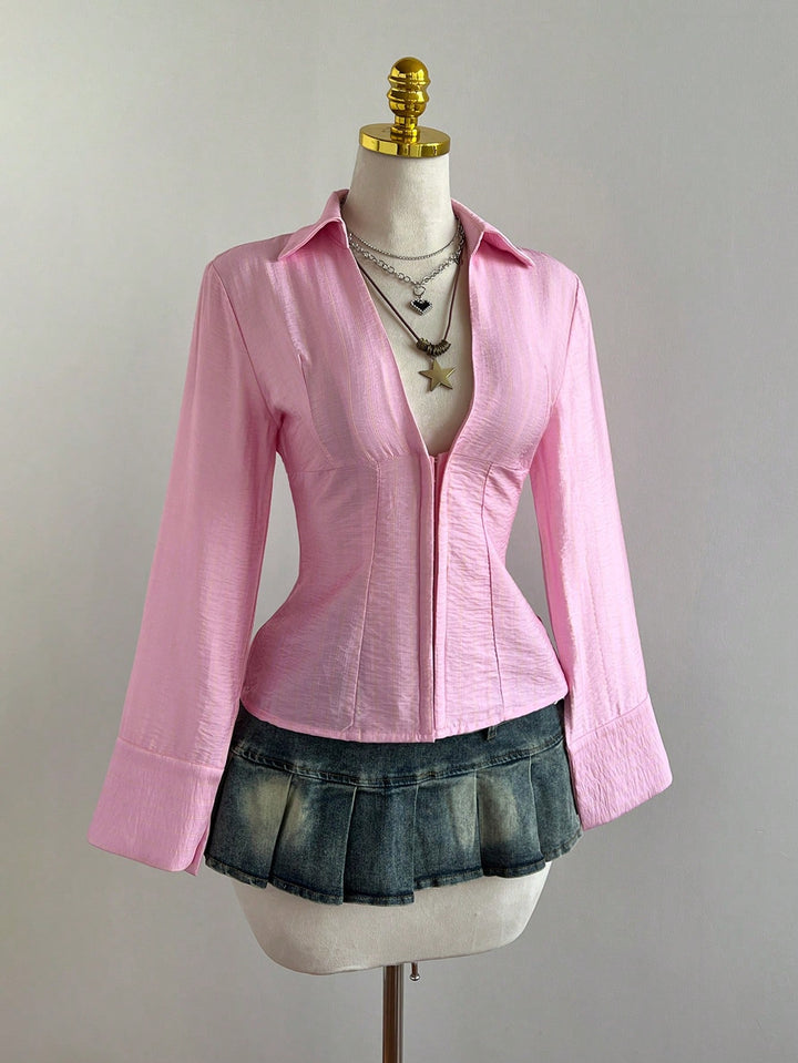 Bluza cu nasturi SHEIN, roz