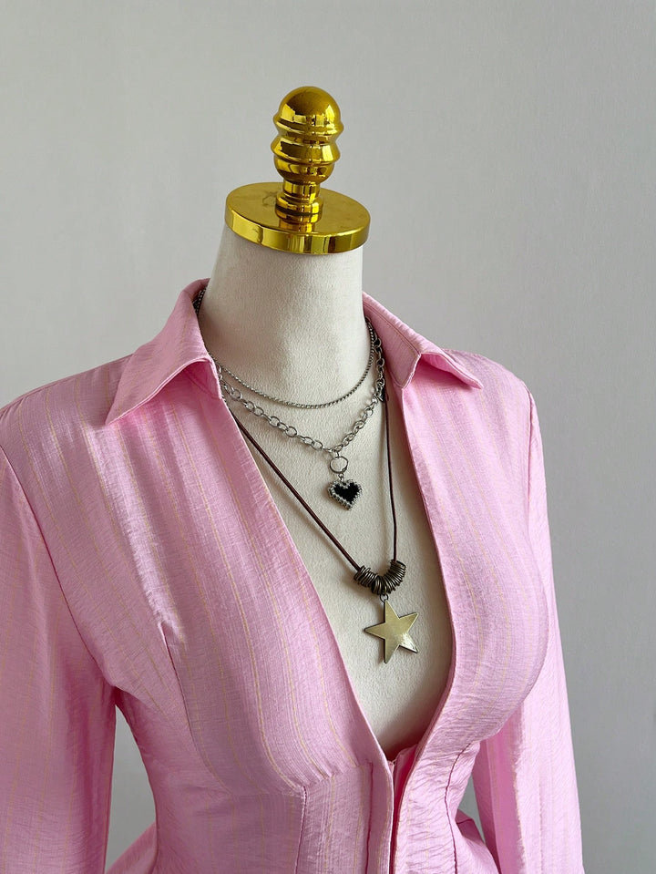 Bluza cu nasturi SHEIN, roz