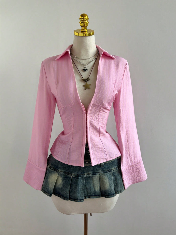 Bluza cu nasturi SHEIN, roz
