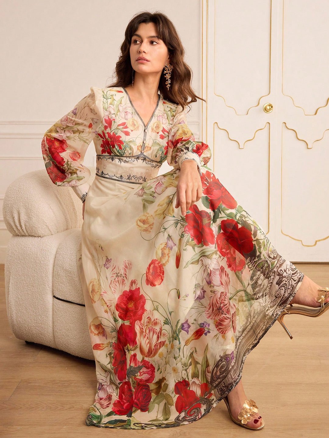 Rochie maxi SHEIN, bej