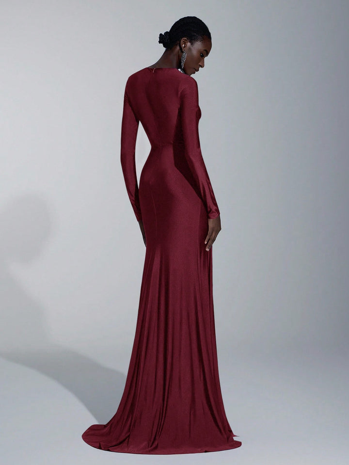 SHEIN maxi ruha, bordó