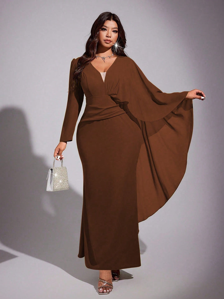 Rochie de ocazie damă SHEIN, maro, mărimea 3XL