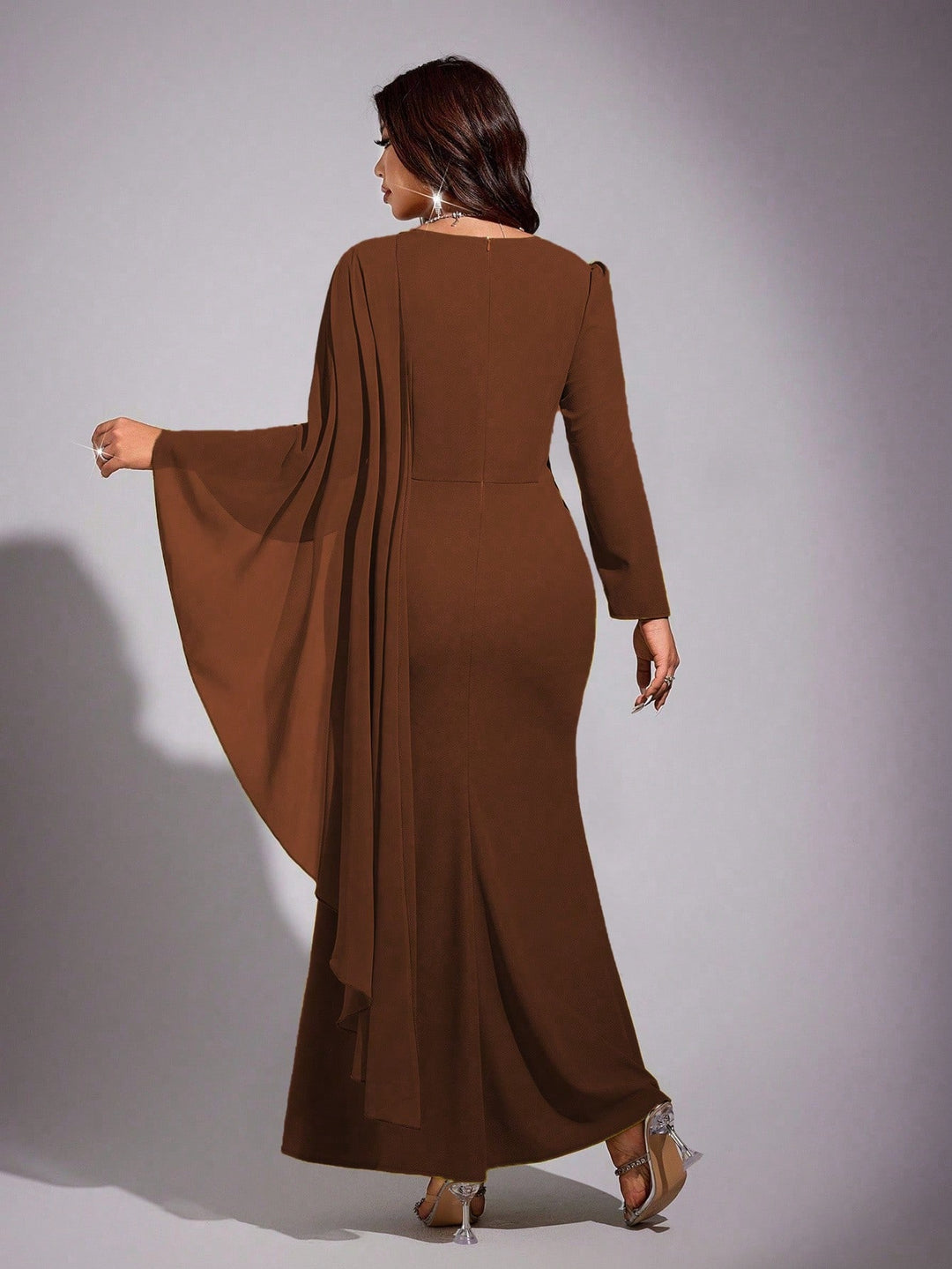 Rochie de ocazie damă SHEIN, maro, mărimea 3XL