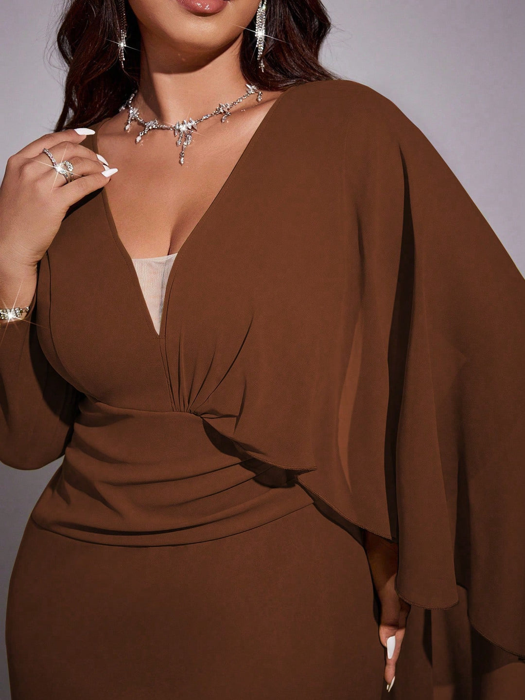 Rochie de ocazie damă SHEIN, maro, mărimea 3XL