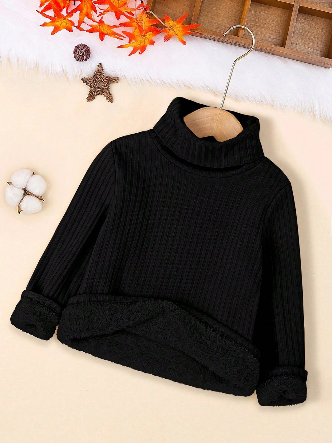 Tricou cu guler tip sturtleneck SHEIN, negru