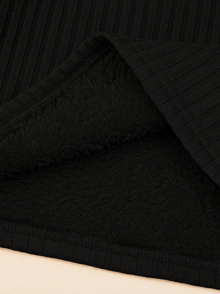 Tricou cu guler tip sturtleneck SHEIN, negru