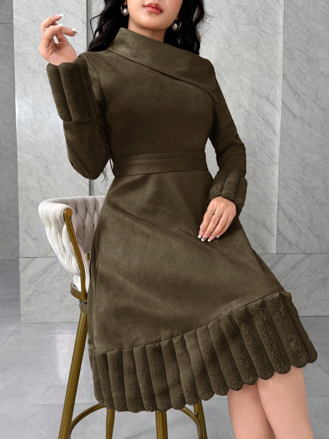 Rochie midi SHEIN, maro