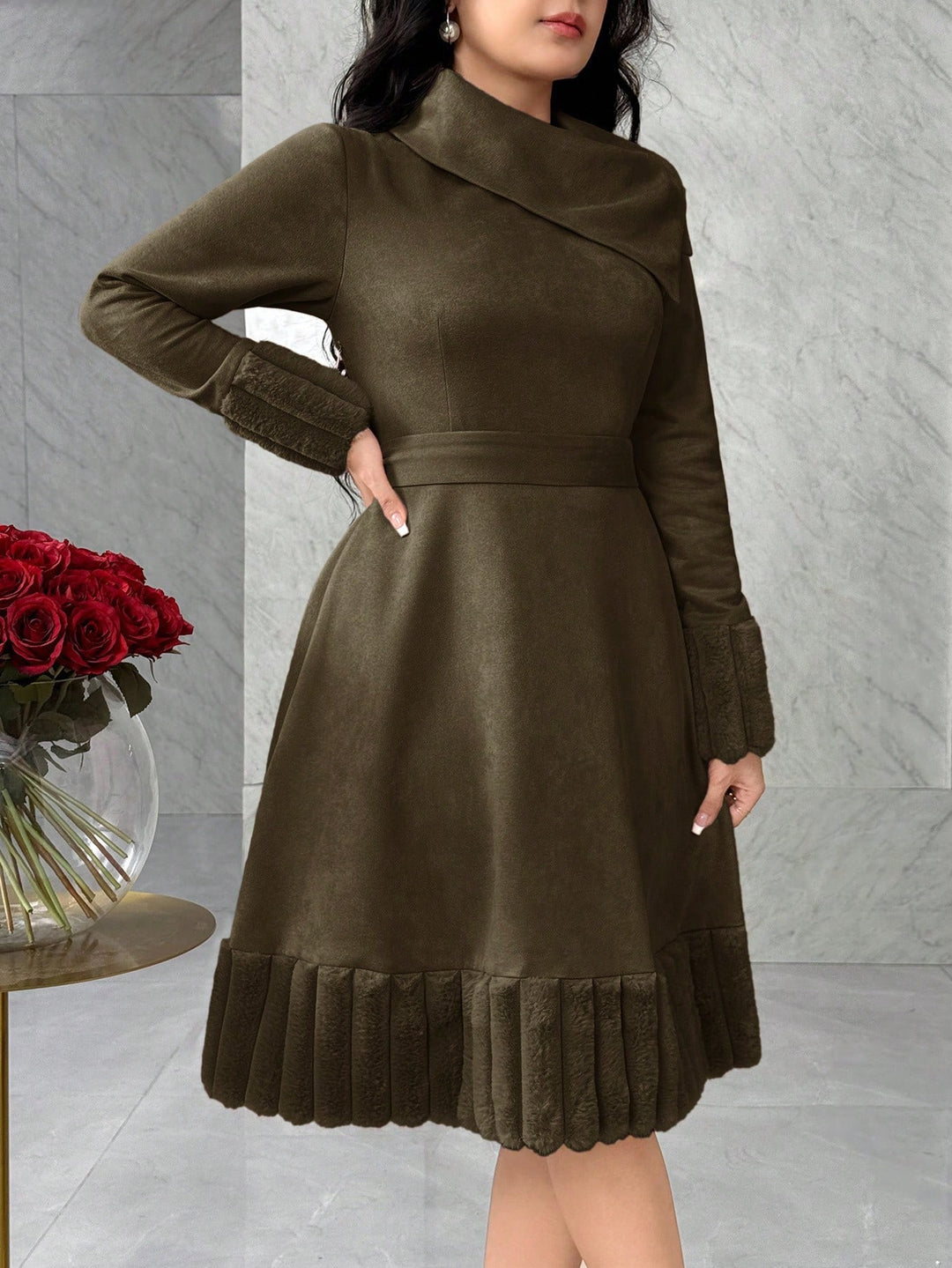 Rochie midi SHEIN, maro
