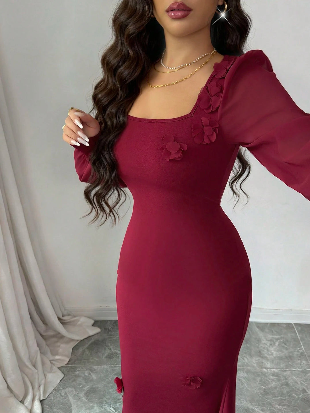 Rochie midi SHEIN, vișiniu