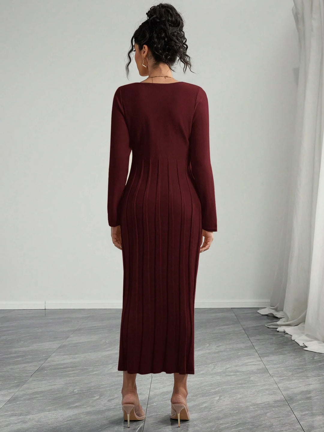 SHEIN maxi ruha, bordó