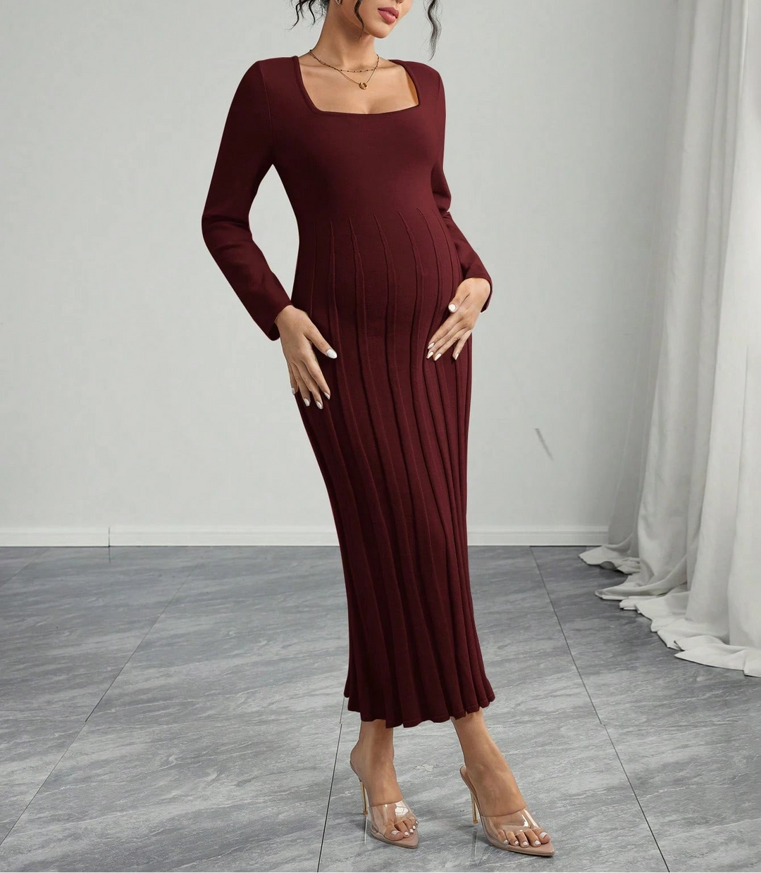 SHEIN maxi ruha, bordó