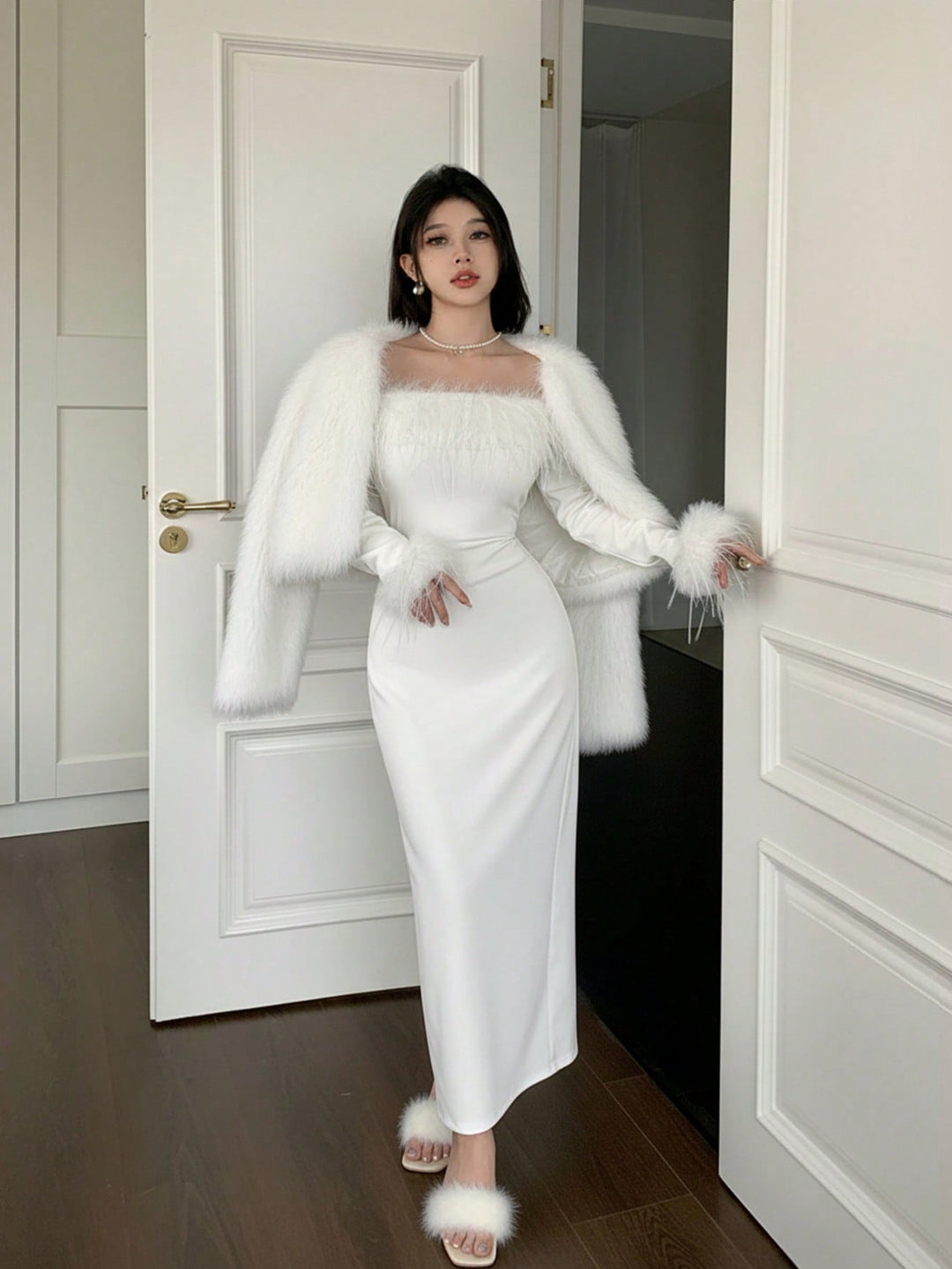 Rochie midi SHEIN, alb