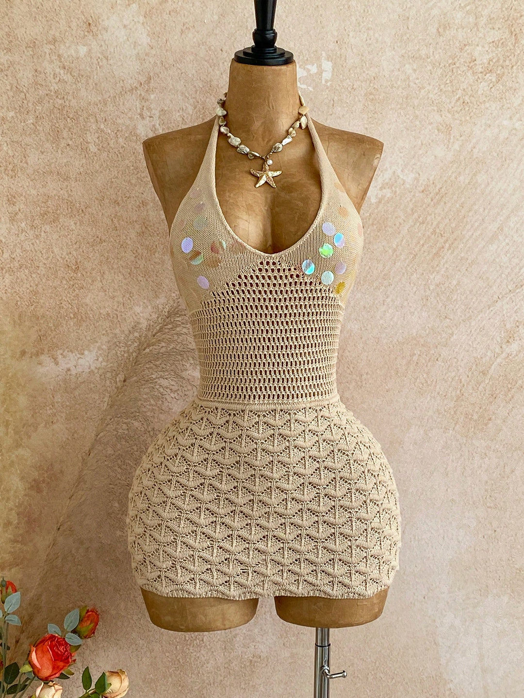 SHEIN mini ruha, bézs