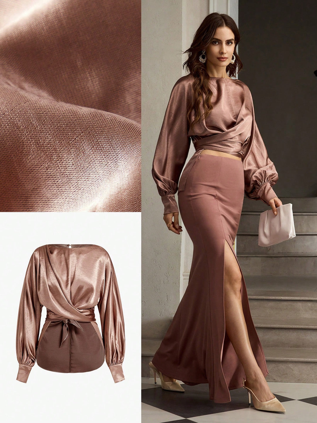 Top cropat elegant SHEIN, roz