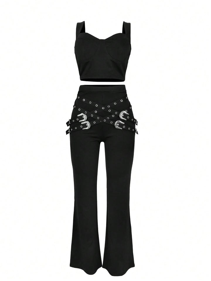 Set de top și fustă SHEIN, negru