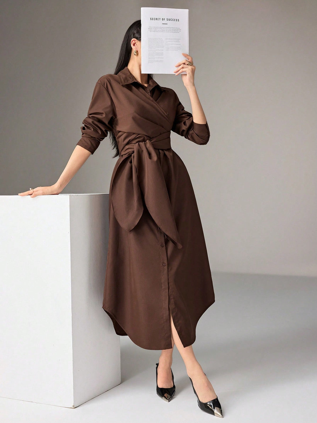 Rochie midi SHEIN, maro