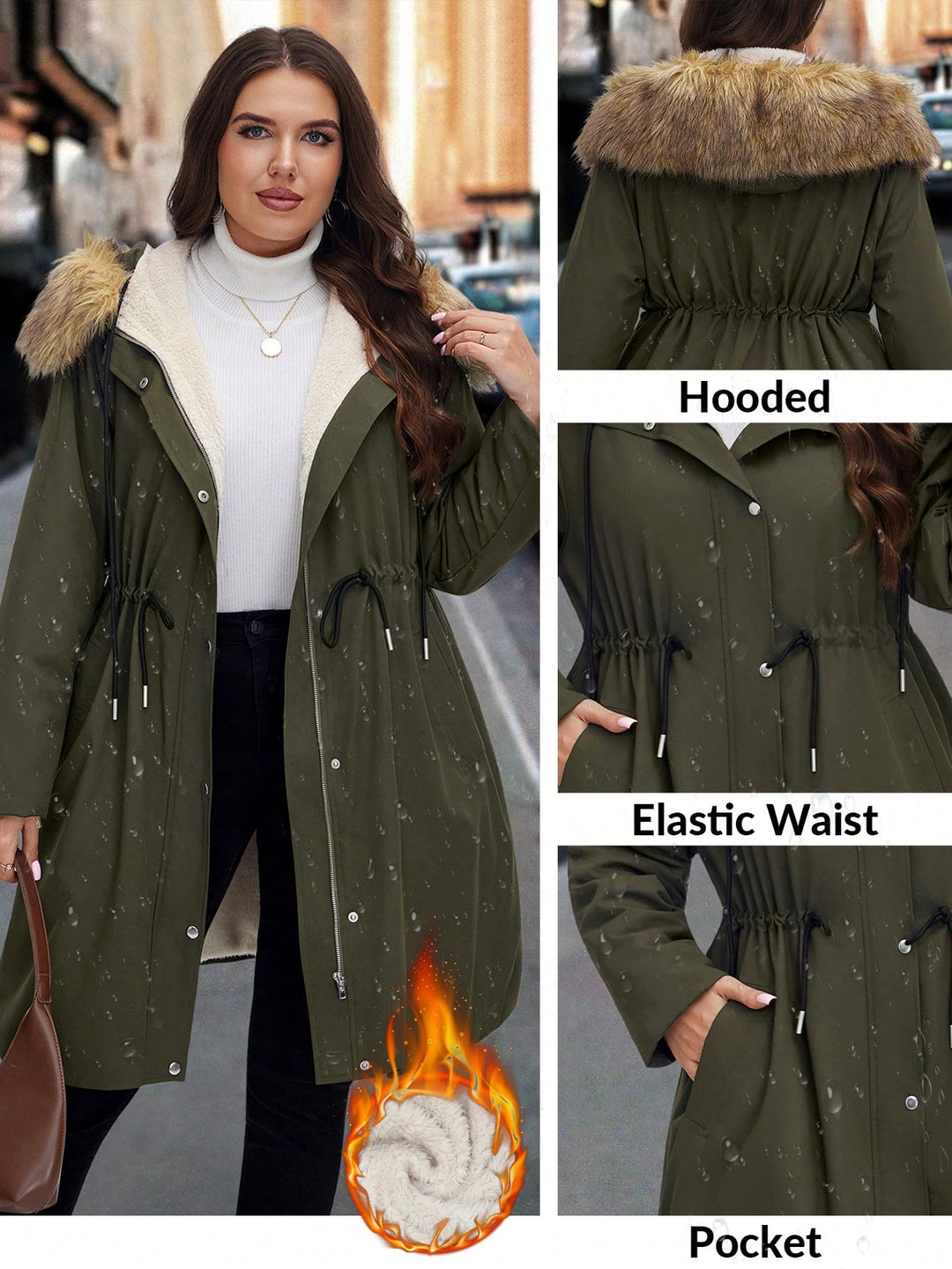 SHEIN kabát, khaki