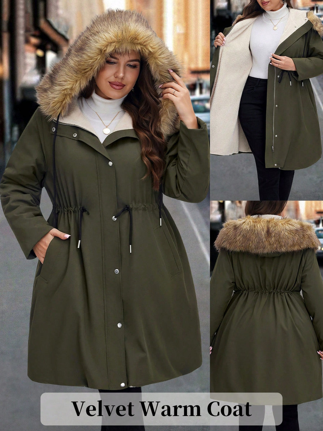 SHEIN kabát, khaki