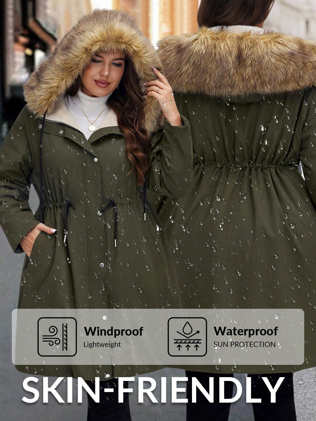 SHEIN kabát, khaki