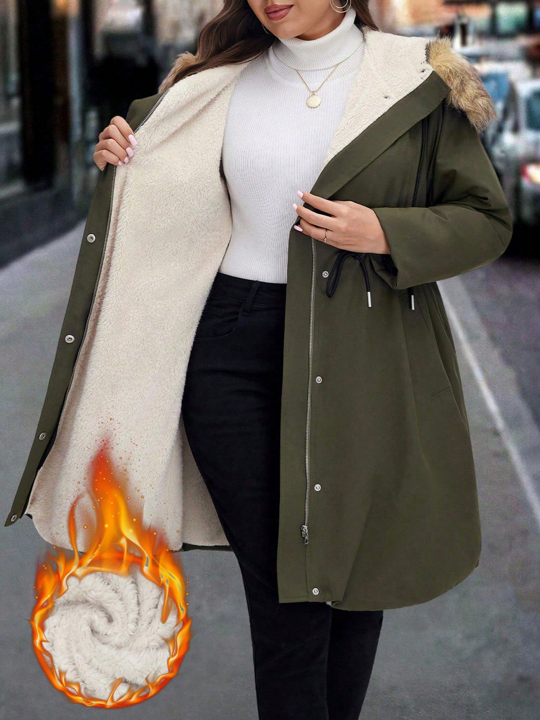 SHEIN kabát, khaki