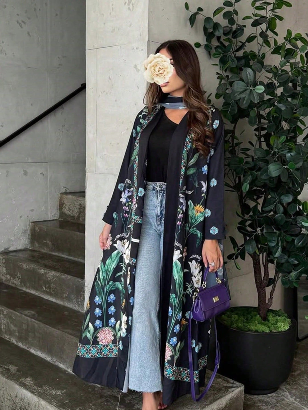 Set caftan și jalabiya SHEIN, negru