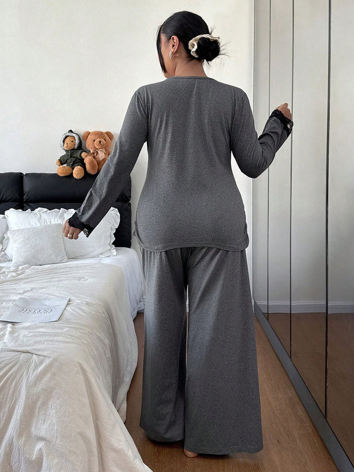 Compleu pijamale Shein Curve+, gri