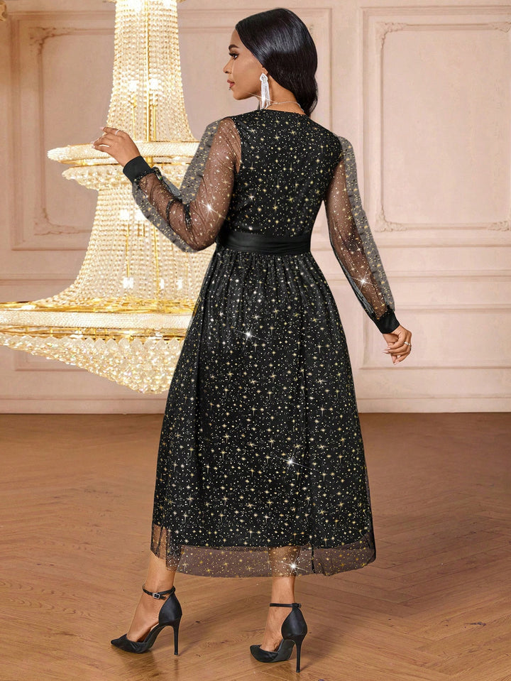 SHEIN midi ruha, fekete