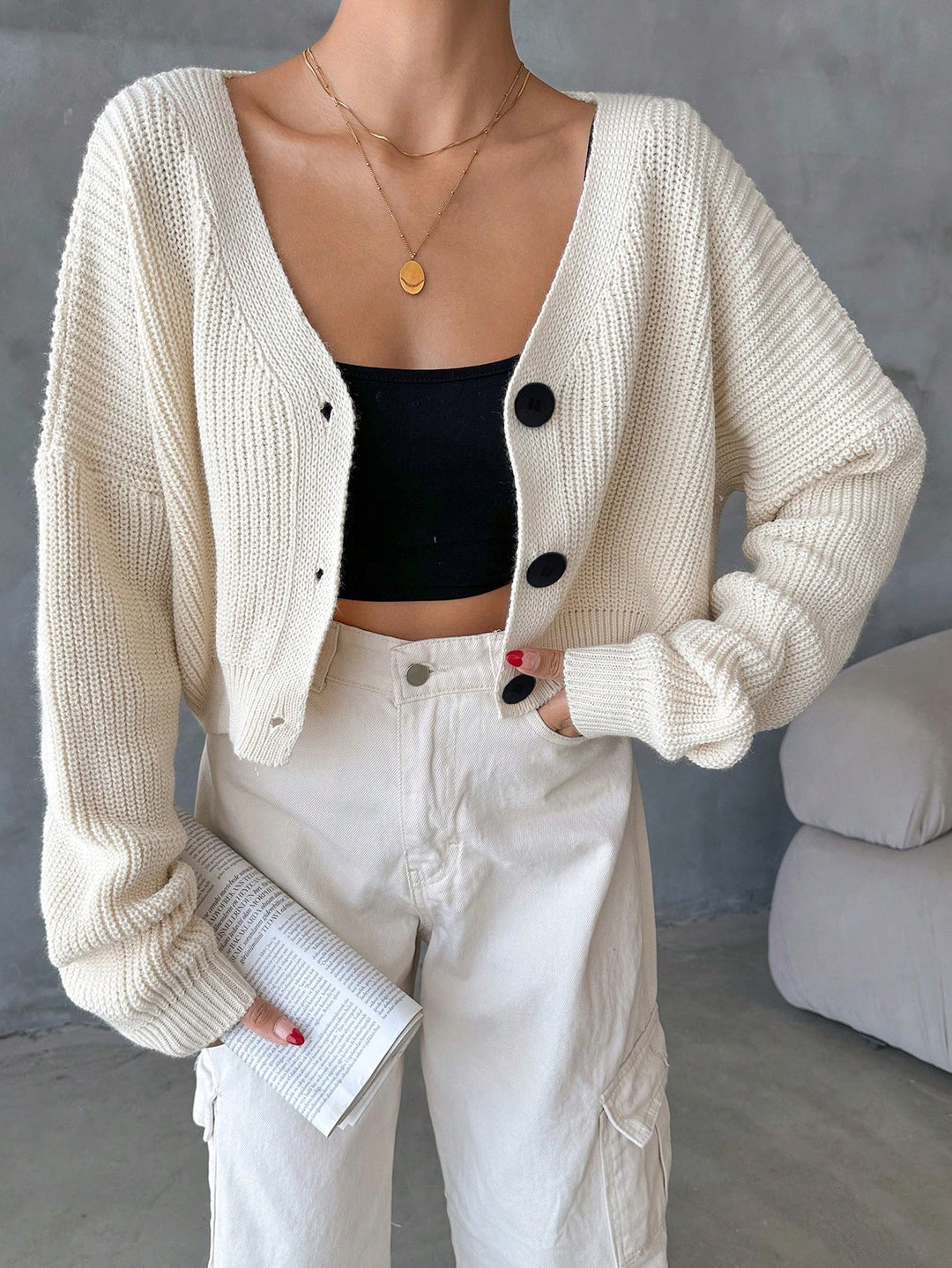 Cardigan SHEIN, crem