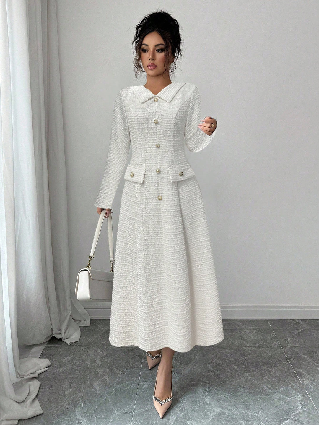 Rochie midi SHEIN, alb
