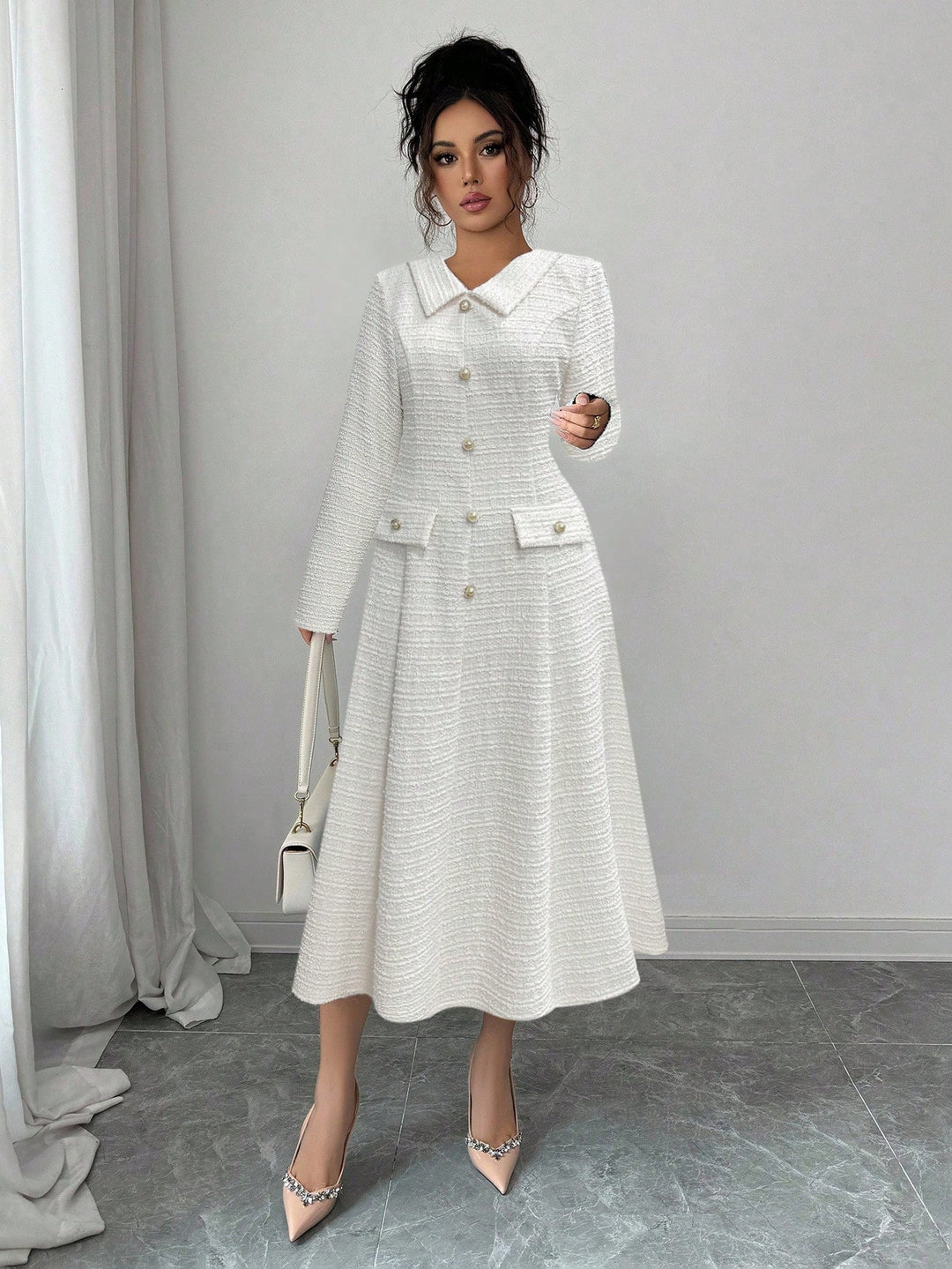 Rochie midi SHEIN, alb