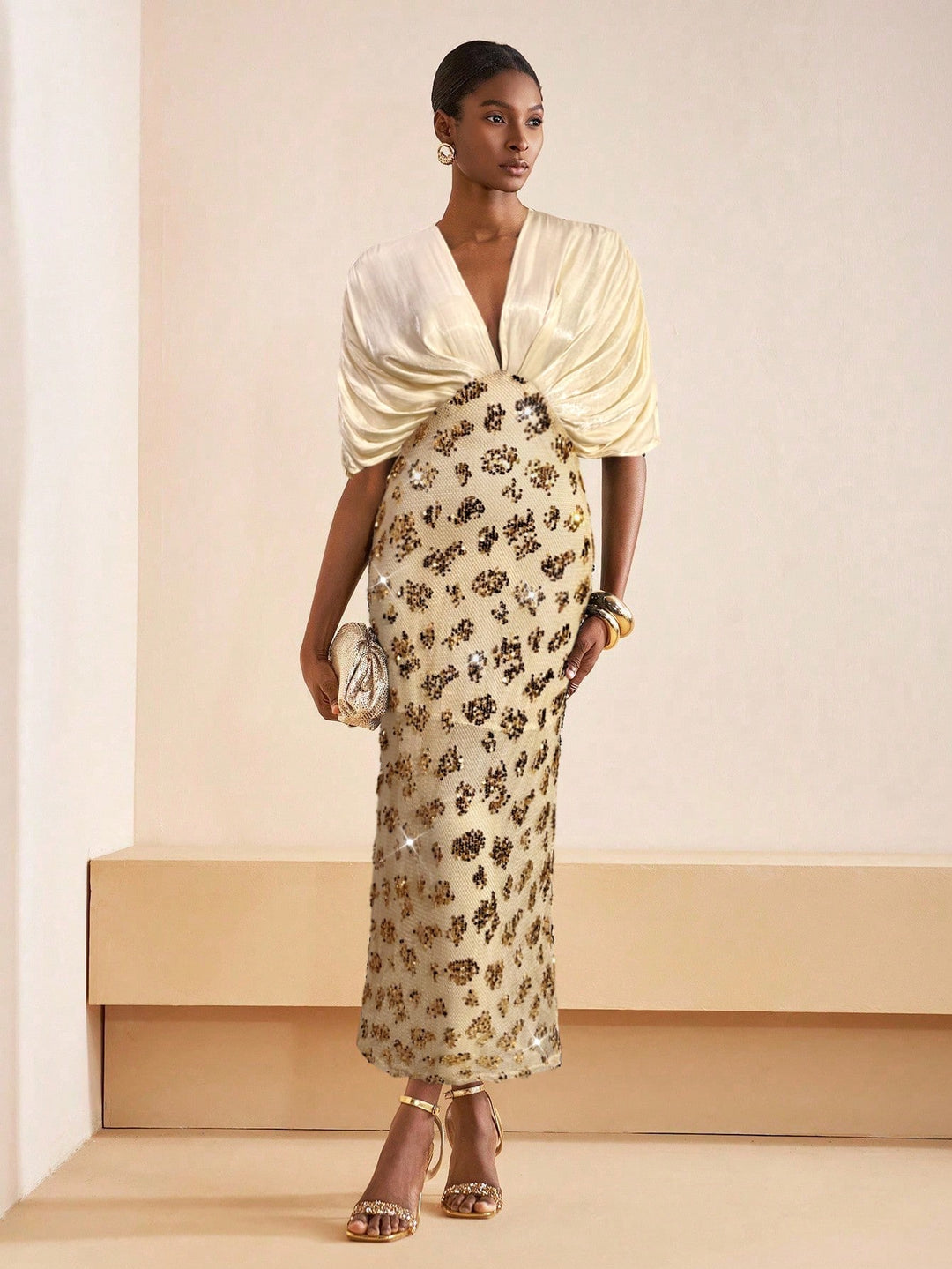 Rochie maxi SHEIN, auriu