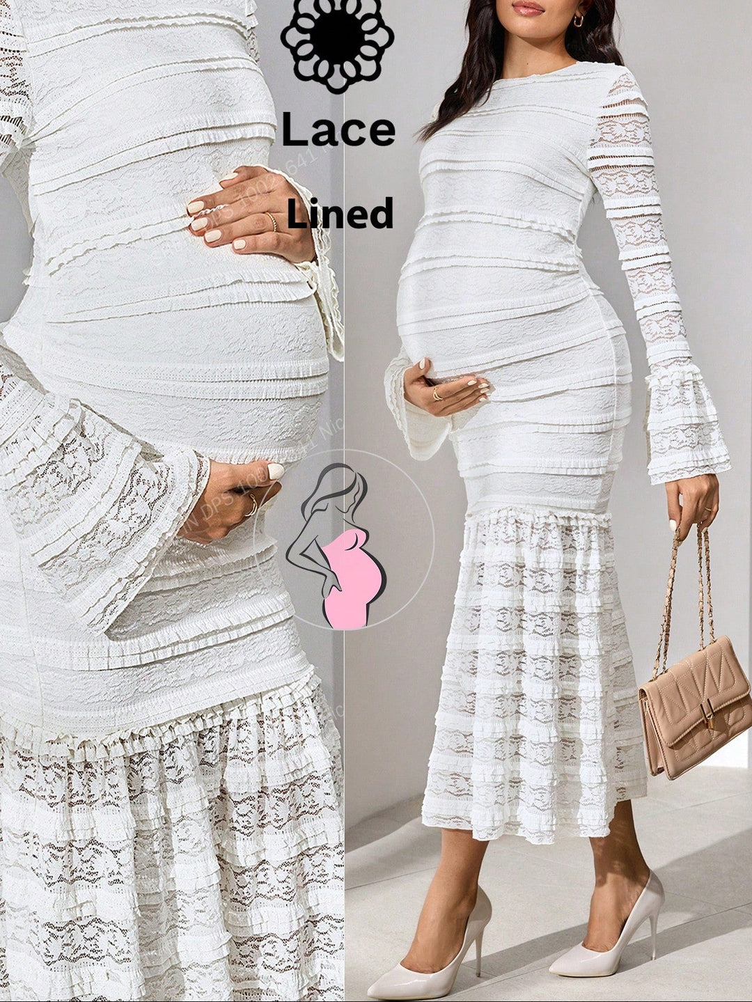 SHEIN maxi ruha, krémszínű