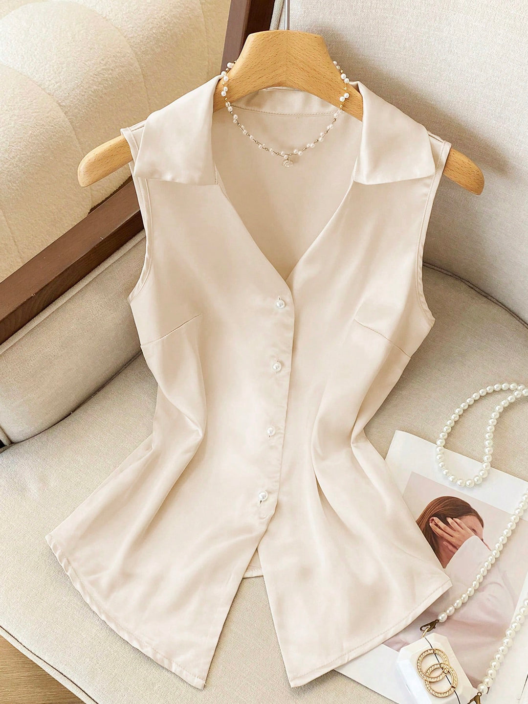 Bluza fără mâneci SHEIN, auriu
