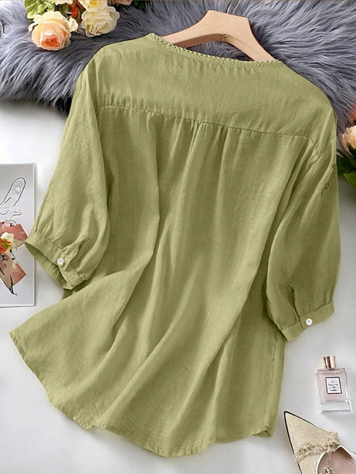 Cămașă brodată SHEIN, verde