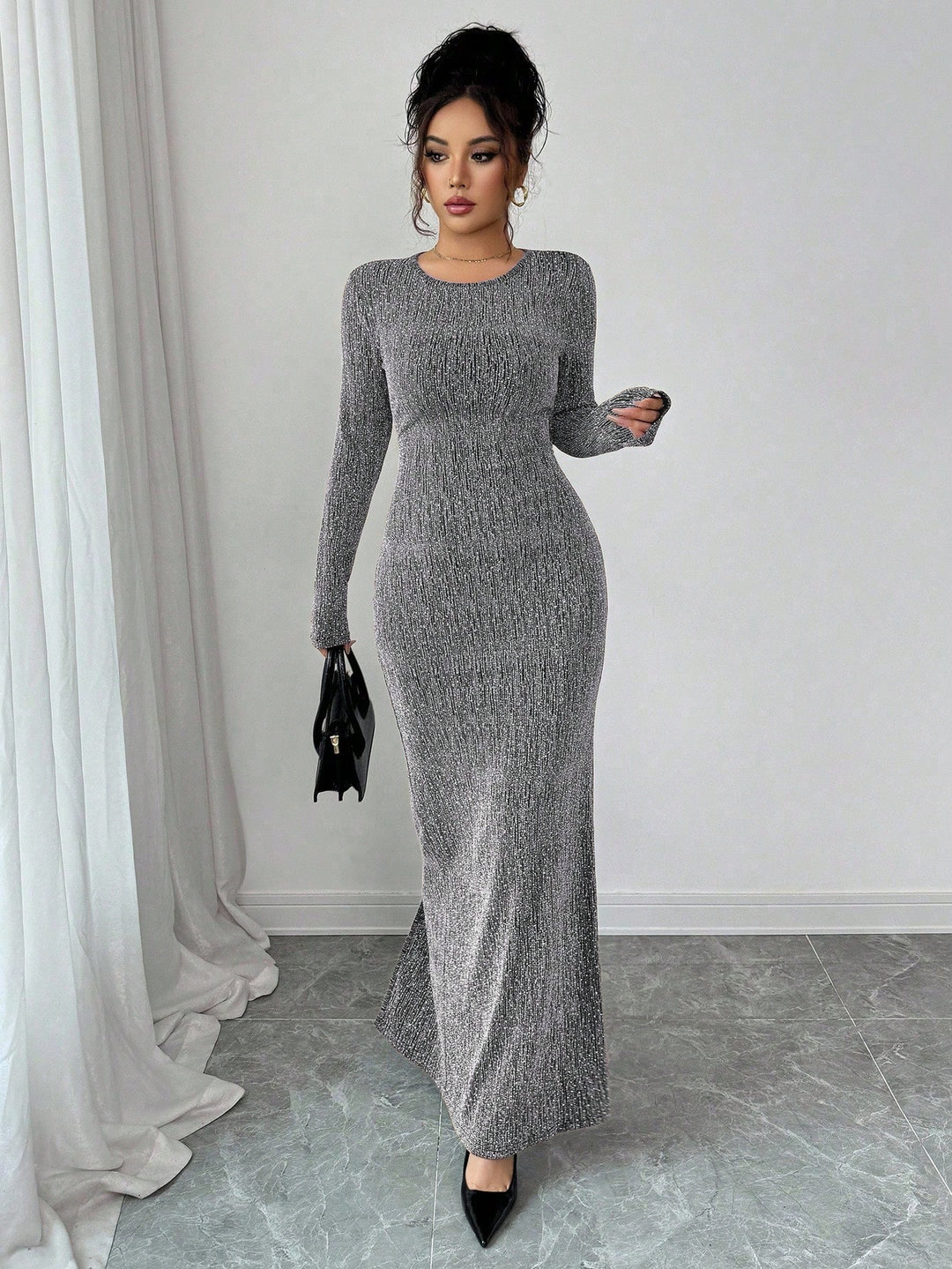 Rochie maxi SHEIN, argintiu