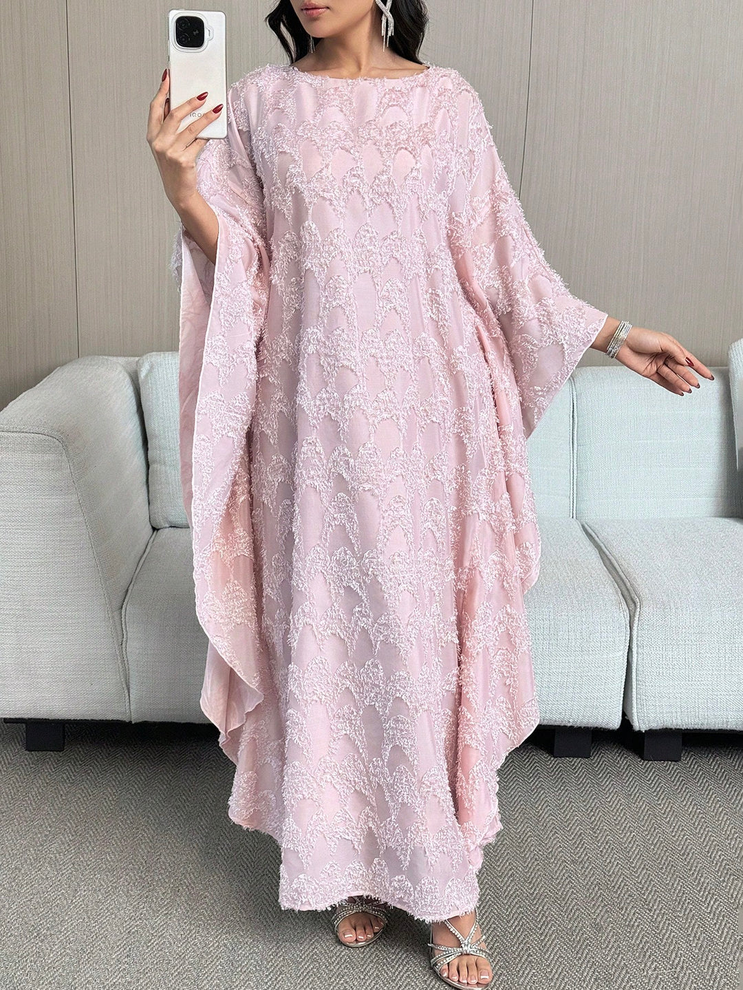 Set caftan și jalabiya SHEIN, roz