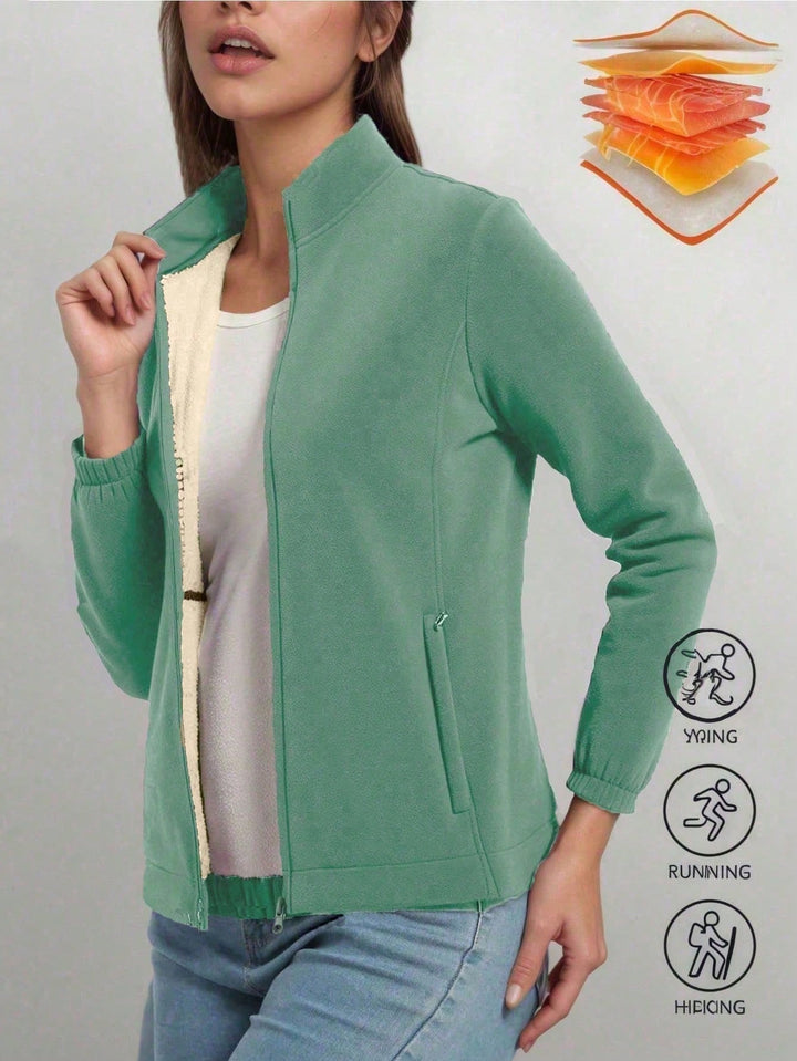 Hanorac cu fermoar SHEIN, verde