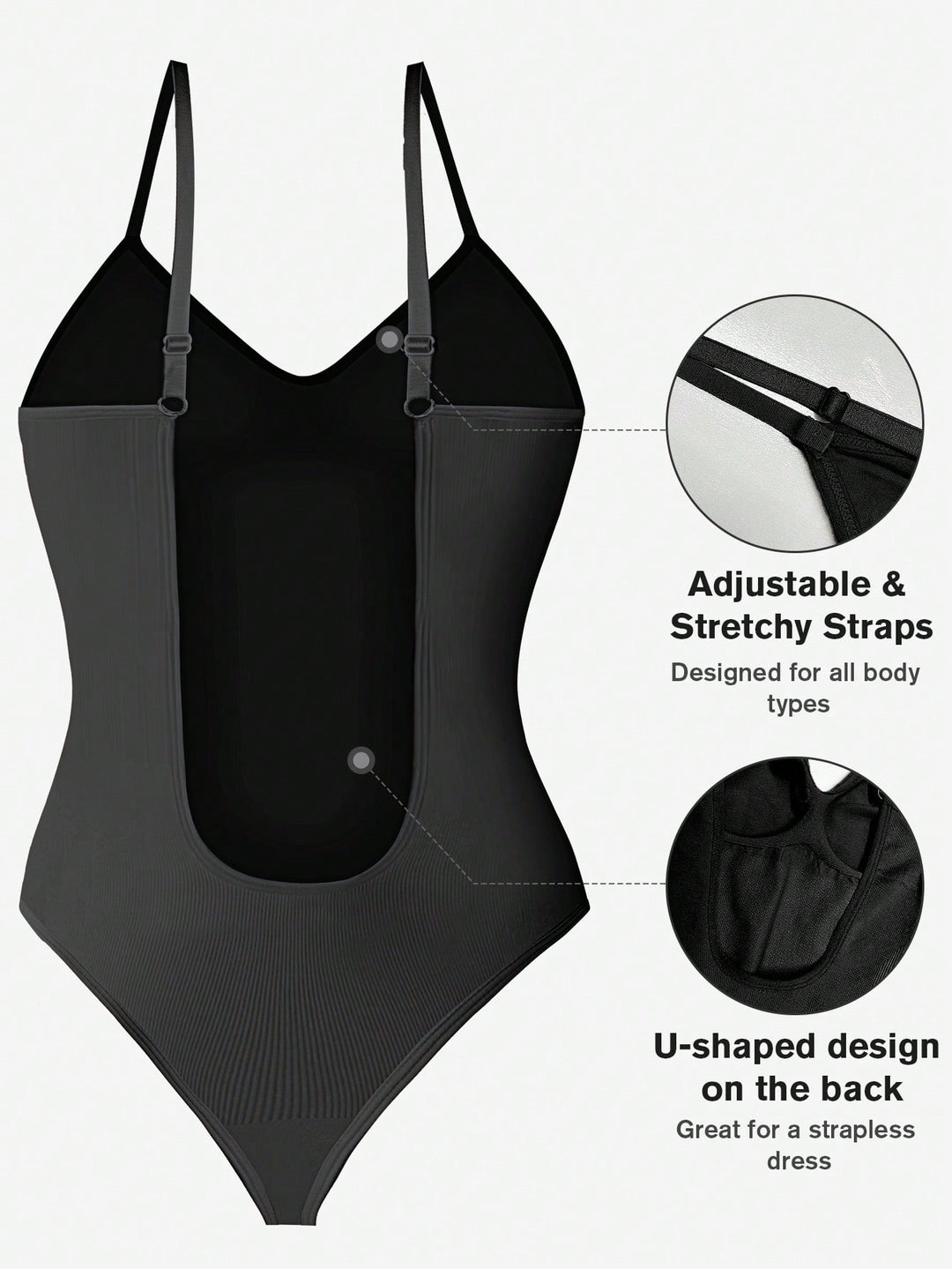 SHEIN alakformáló body, fekete