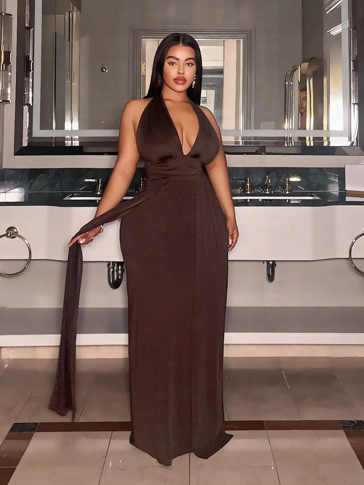 Rochie maxi SHEIN, maro
