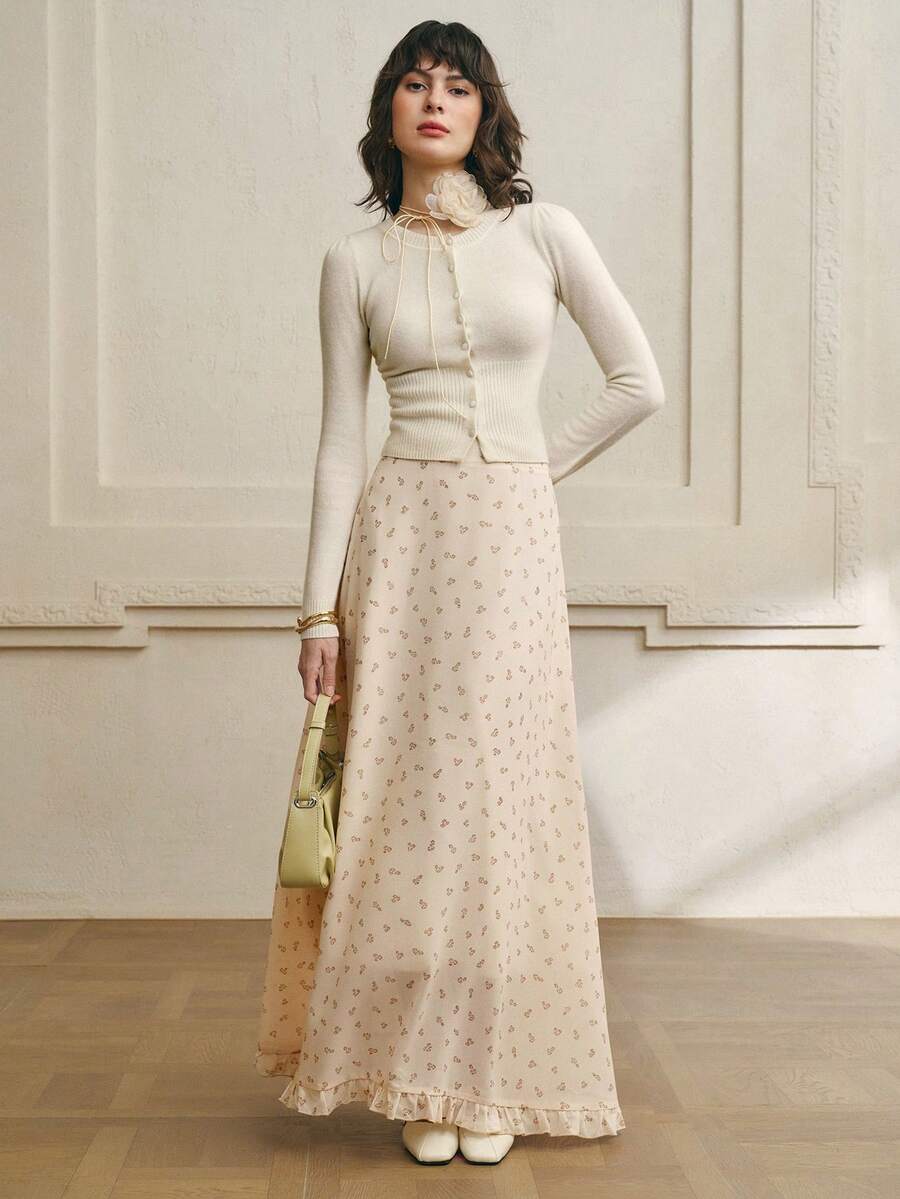 Fustă maxi SHEIN, crem